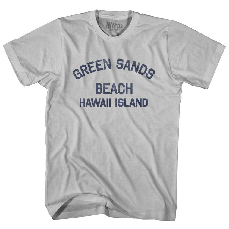 Green Sands Beach Island Adult Cotton Vintage T-Shirt - Cool Grey