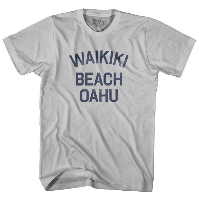 Hawaii Waikiki Beach Oahu Adult Cotton Vintage T-Shirt - Cool Grey