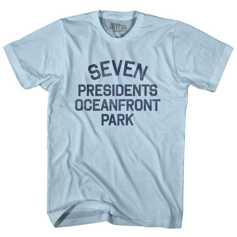 New Jersey Seven Presidents Oceanfront Park Adult Cotton Vintage T-Shirt - Light Blue