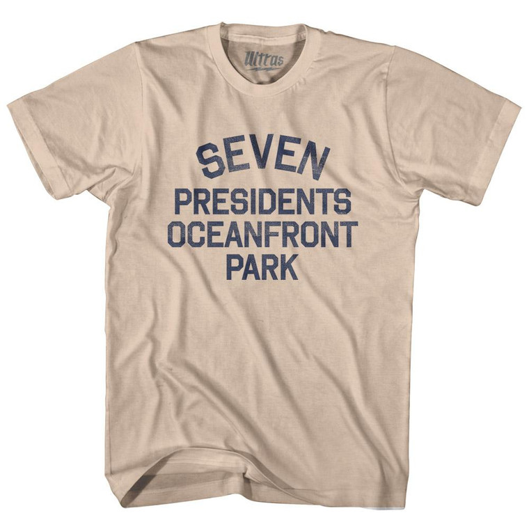 New Jersey Seven Presidents Oceanfront Park Adult Cotton Vintage T-Shirt - Creme