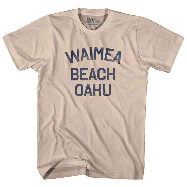 Hawaii Waimea Beach Oahu Adult Cotton Vintage T-Shirt - Creme