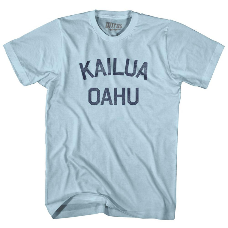 Hawaii Kailua Oahu Adult Cotton Vintage T-Shirt - Light Blue