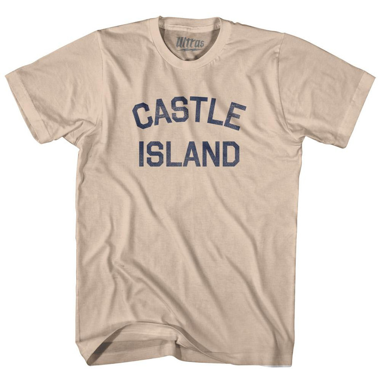 Massachusetts Castle Island Adult Cotton Vintage T-Shirt - Creme