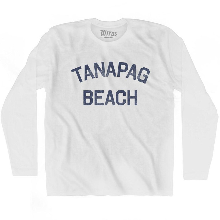 Northern Mariana Islands Tanapag Beach Adult Cotton Long Sleeve Vintage T-shirt - White