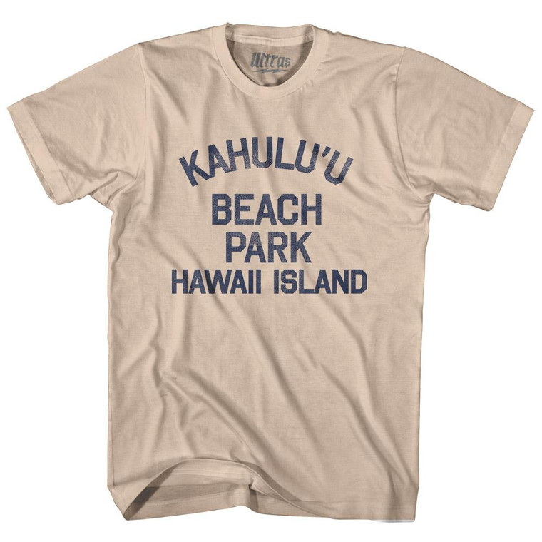 Hawaii Kahulu'u Beach Park Hawaii Island Adult Cotton Vintage T-Shirt - Creme