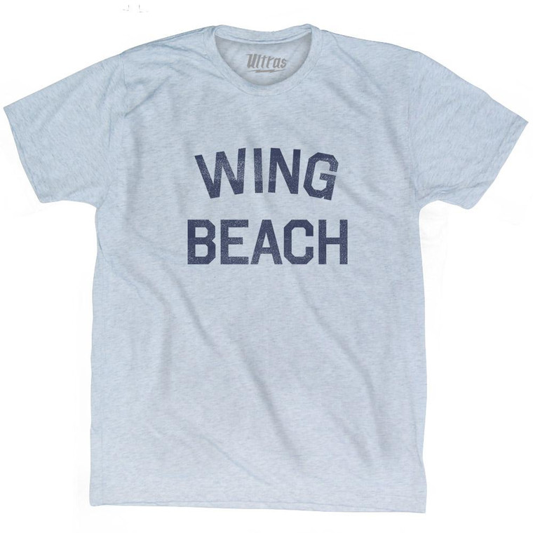 Northern Mariana Islands Wing Beach Adult Tri-Blend Vintage T-Shirt - Athletic White
