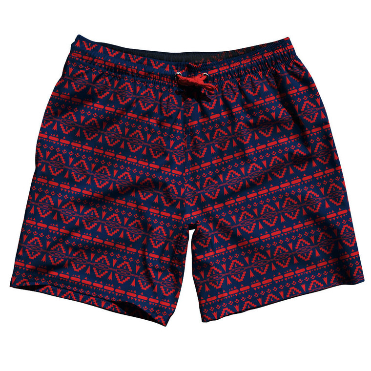 Ultras Chevron Navy & Red 7" Swim Shorts Made in USA - Navy Red