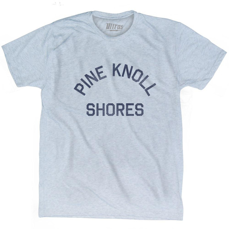 North Carolina Pine Knoll Shores Adult Tri-Blend Vintage T-Shirt - Athletic White