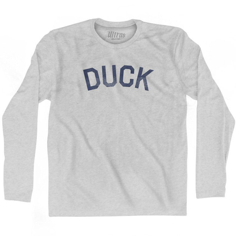 North Carolina Duck Adult Cotton Long Sleeve Vintage T-Shirt - Grey Heather