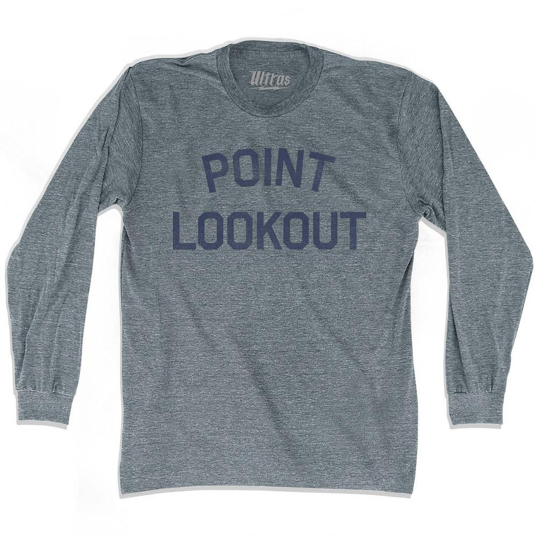 New York Point Lookout Adult Tri-Blend Long Sleeve Vintage T-shirt - Athletic Grey