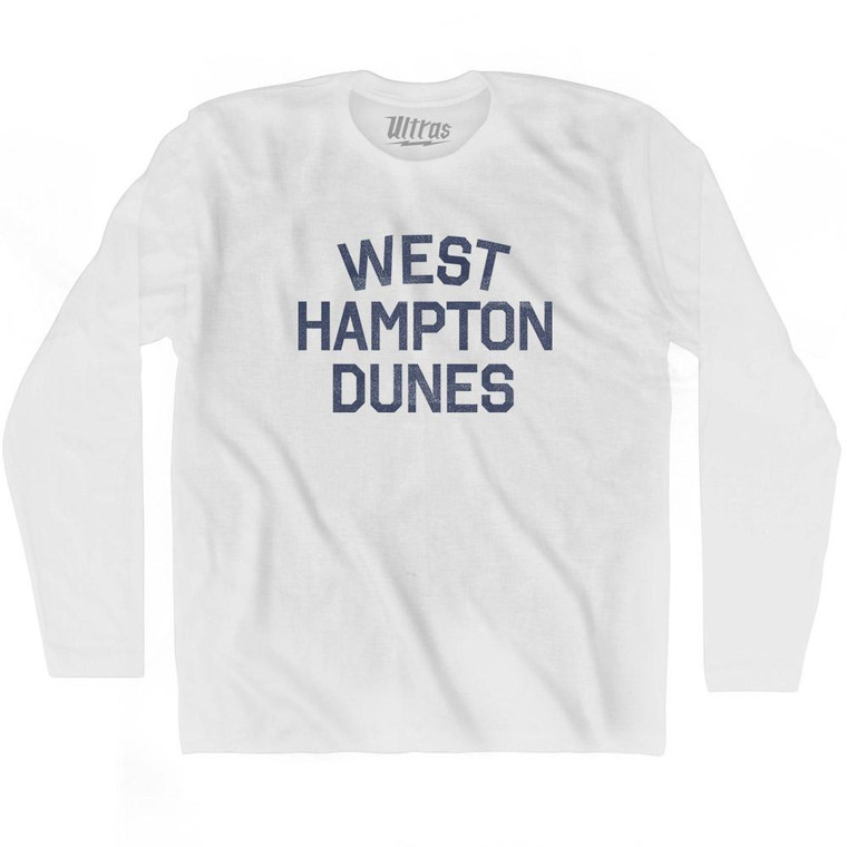 New York West Hampton Dunes Adult Cotton Long Sleeve Vintage T-shirt - White