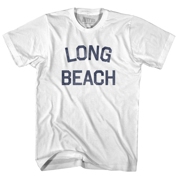 New York Long Beach Adult Cotton Vintage T-shirt - White