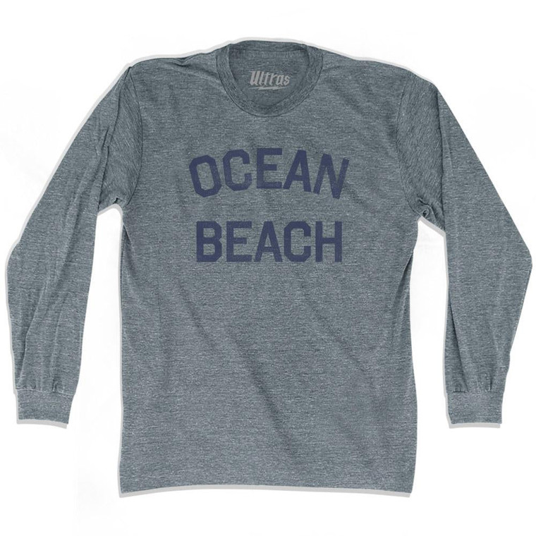 New York Ocean Beach Adult Tri-Blend Long Sleeve Vintage T-shirt - Athletic Grey