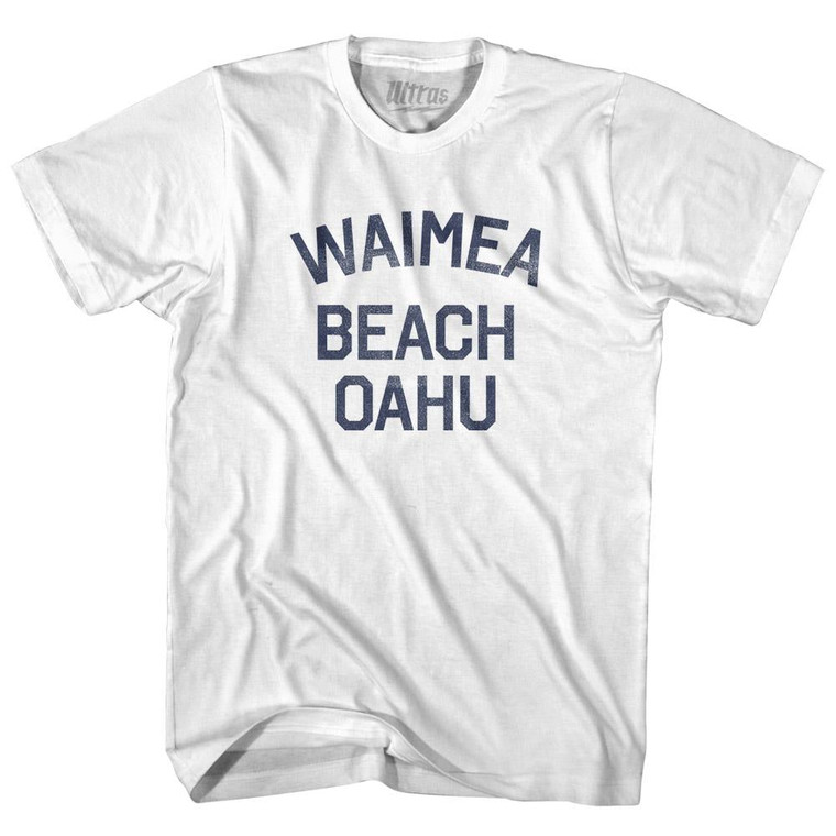 Hawaii Waimea Beach Oahu Adult Cotton Vintage T-shirt - White
