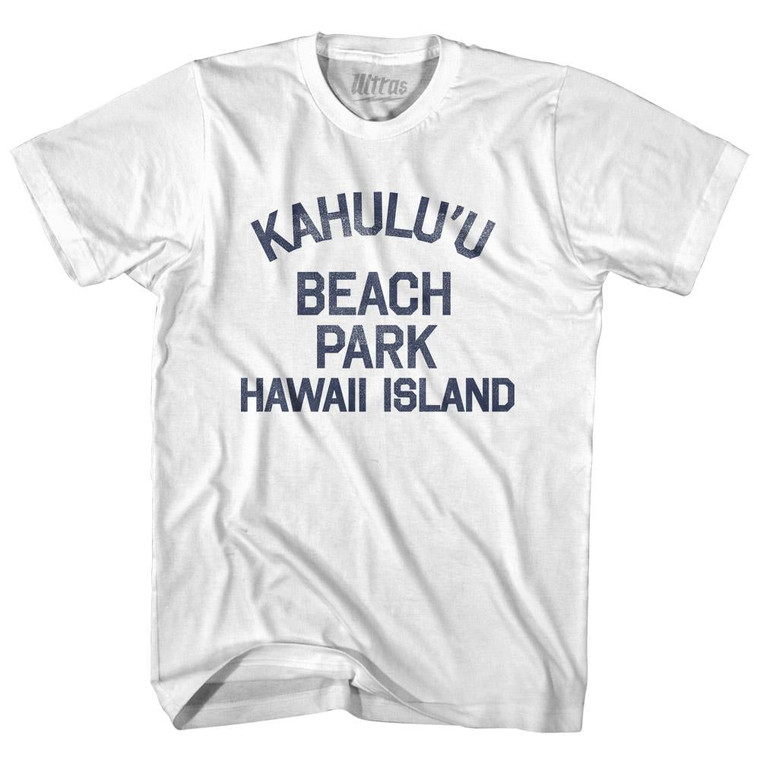 Hawaii Kahulu'u Beach Park Hawaii Island Adult Cotton Vintage T-shirt - White