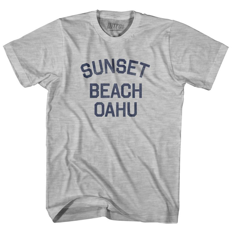 Hawaii Sunset Beach Oahu Adult Cotton Vintage T-Shirt - Grey Heather