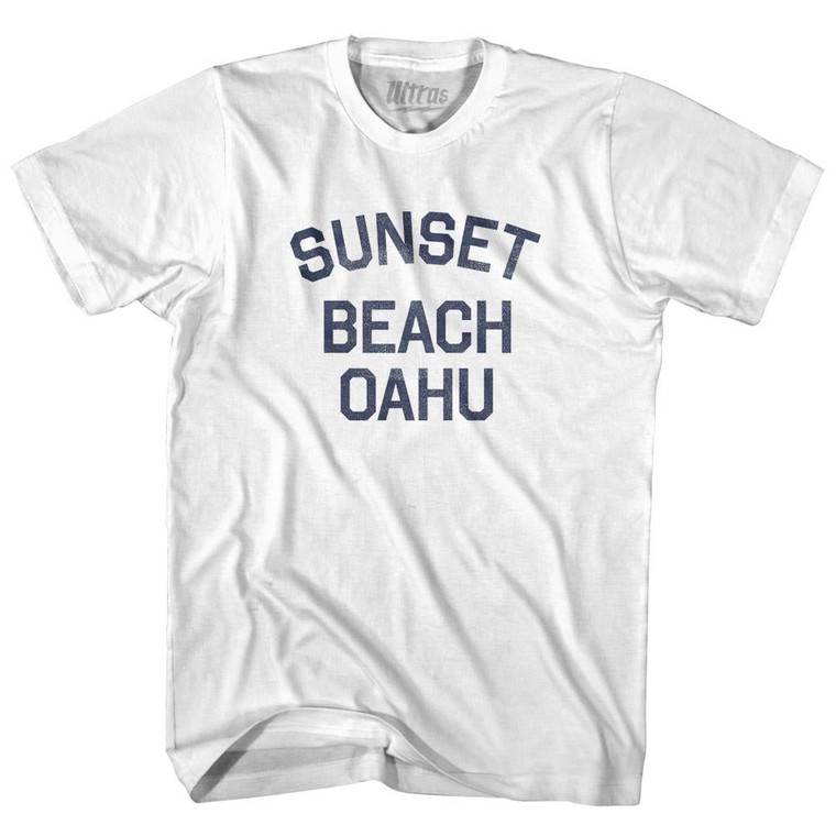 Hawaii Sunset Beach Oahu Adult Cotton Vintage T-shirt - White