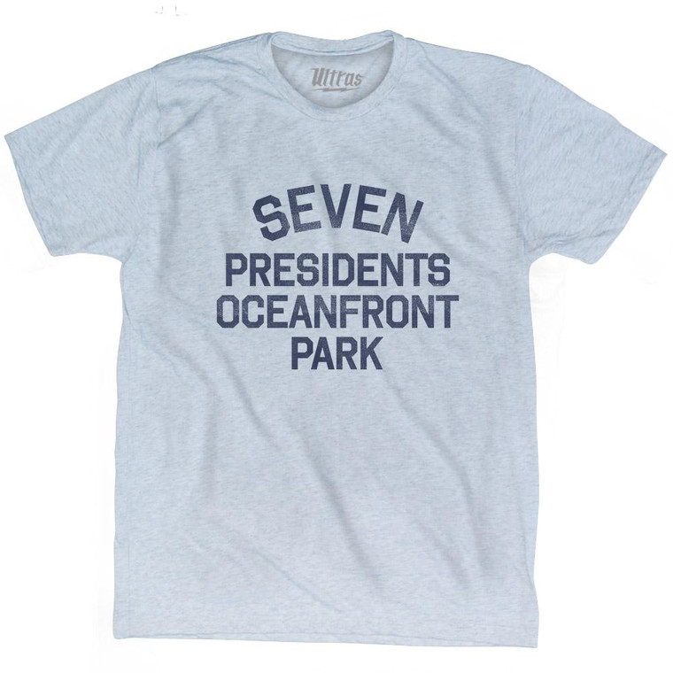 New Jersey Seven Presidents Oceanfront Park Adult Tri-Blend Vintage T-Shirt - Athletic White