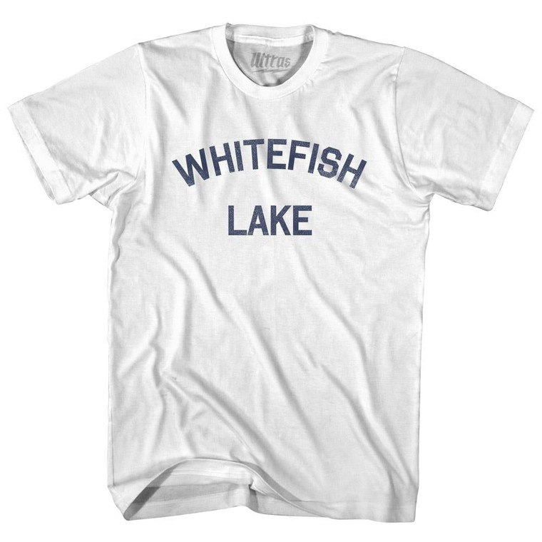 Montana Whitefish Lake Adult Cotton Vintage T-shirt - White