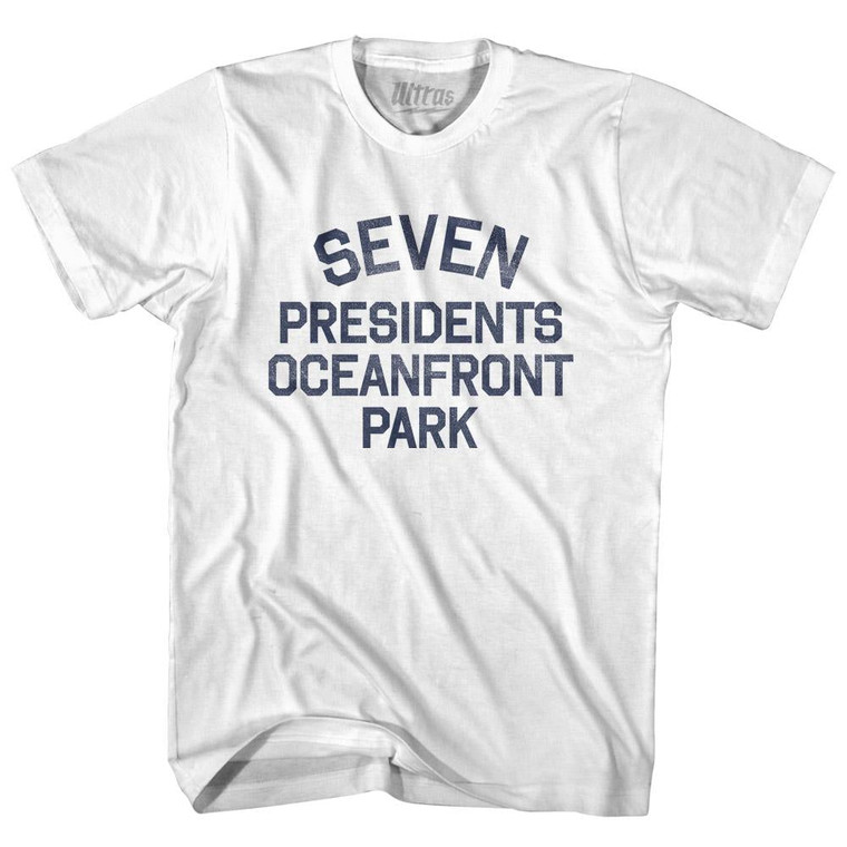 New Jersey Seven Presidents Oceanfront Park Womens Cotton Junior Cut Vintage T-shirt - White