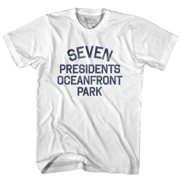 New Jersey Seven Presidents Oceanfront Park Adult Cotton Vintage T-shirt - White