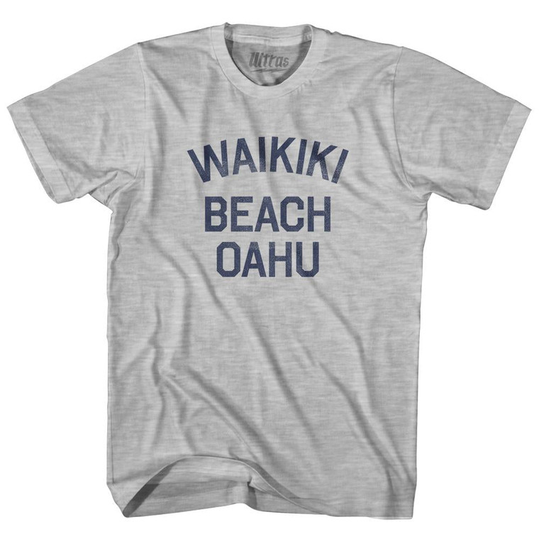 Hawaii Waikiki Beach Oahu Adult Cotton Vintage T-Shirt - Grey Heather