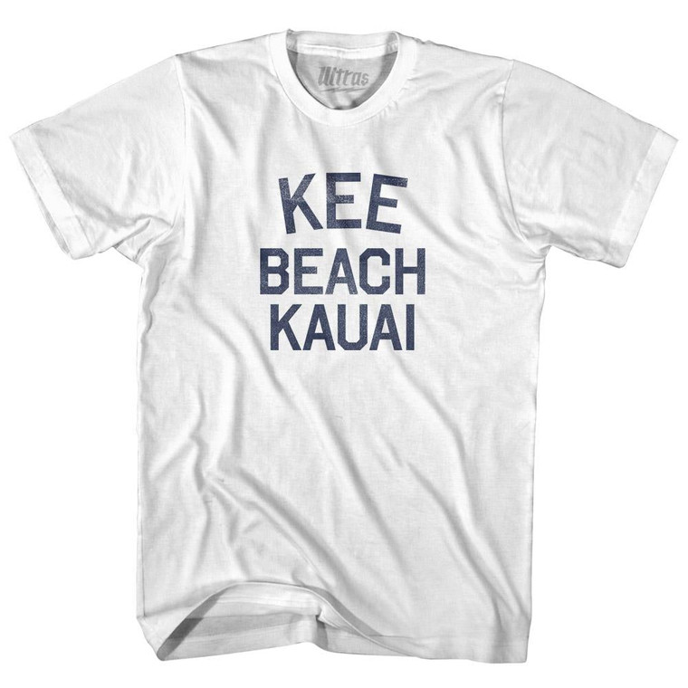 Hawaii Kee Beach Kauai Adult Cotton Vintage T-shirt - White