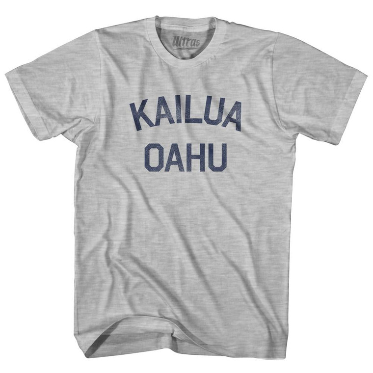 Hawaii Kailua Oahu Adult Cotton Vintage T-Shirt - Grey Heather