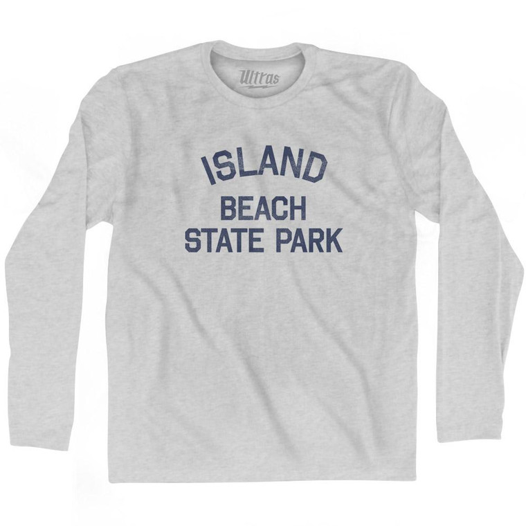 New Jersey Island Beach State Park Adult Cotton Long Sleeve Vintage T-Shirt - Grey Heather
