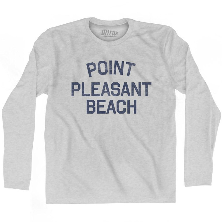 New Jersey Point Pleasant Beach Adult Cotton Long Sleeve Vintage T-Shirt - Grey Heather