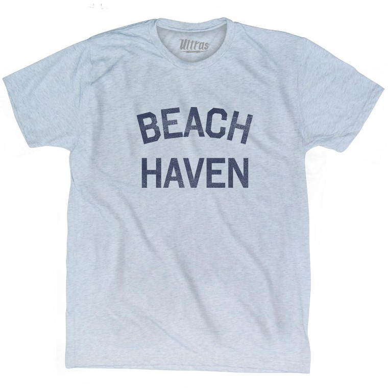 New Jersey Beach Haven Adult Tri-Blend Vintage T-Shirt - Athletic White