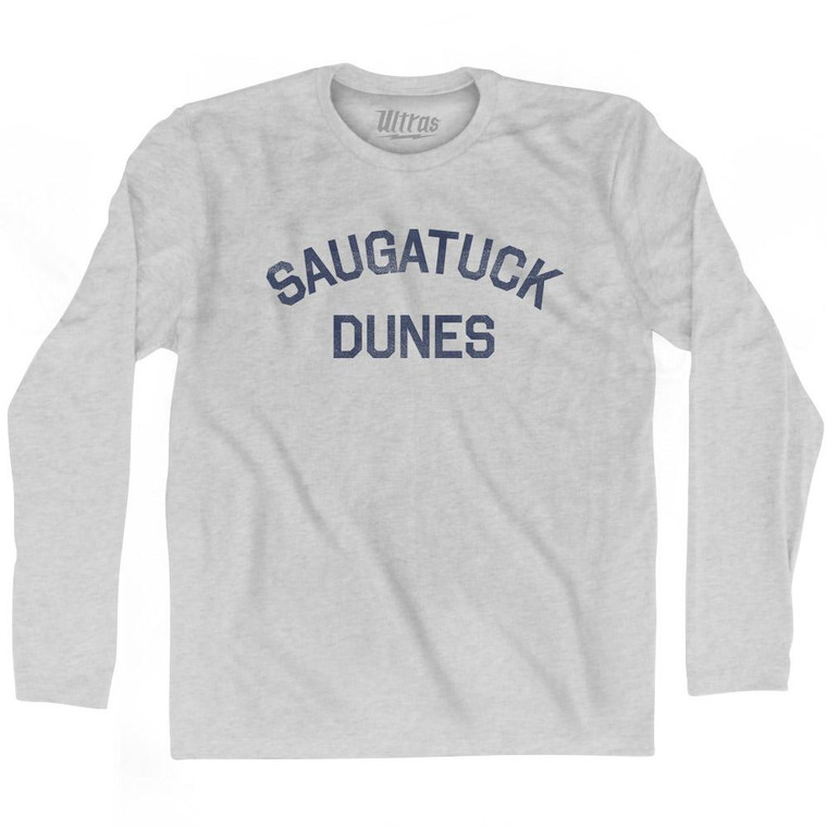 Michigan Saugatuck Dunes Adult Cotton Long Sleeve Vintage T-Shirt - Grey Heather Michigan Saugatuck Dunes Adult Cotton Long Sleeve Vintage T-Shirt - Grey Heather