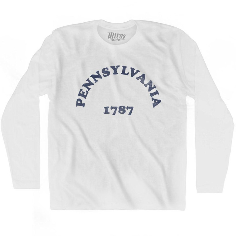Pennsylvania State 1787 Adult Cotton Long Sleeve Vintage T-shirt - White