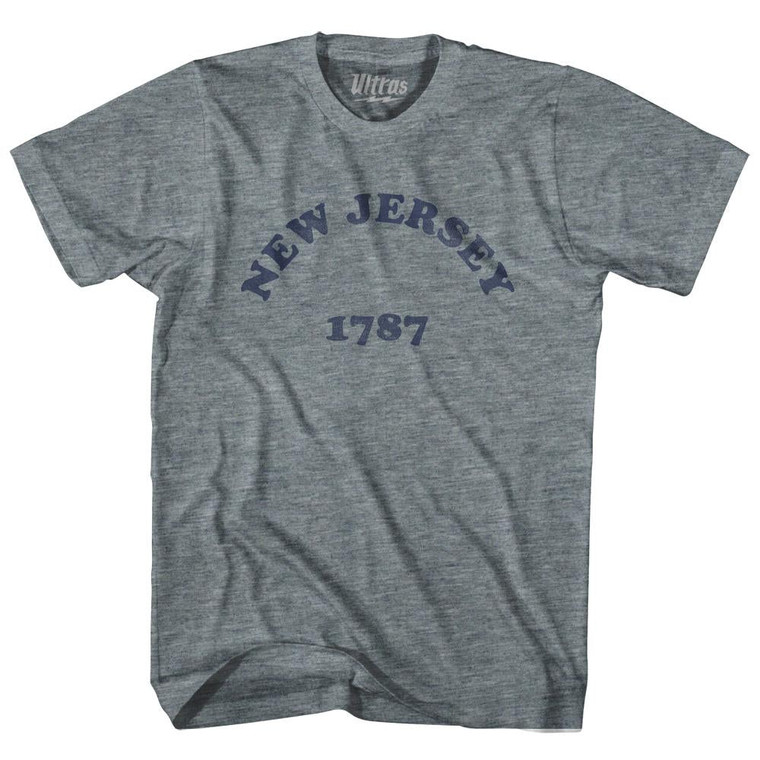 New Jersey State 1787 Womens Tri-Blend Junior Cut Vintage T-shirt - Athletic Grey