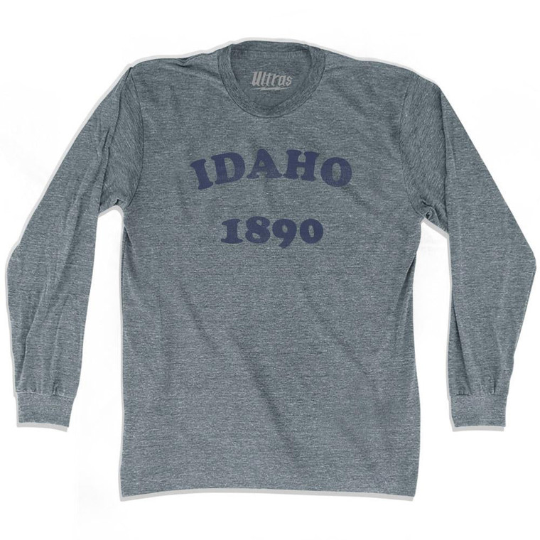Idaho State 1890 Adult Tri-Blend Long Sleeve Vintage T-shirt - Athletic Grey
