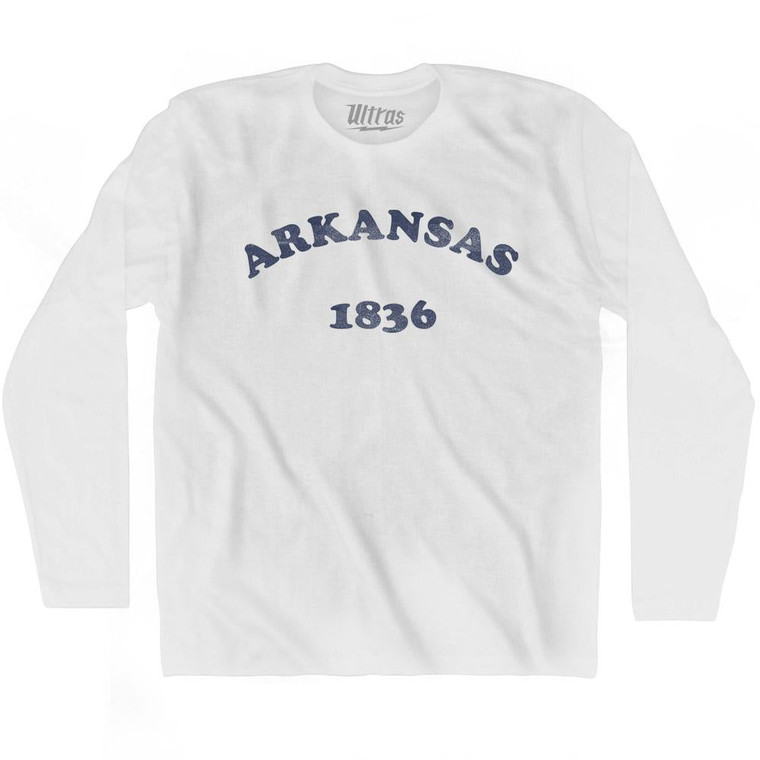 Arkansas State 1836 Adult Cotton Long Sleeve Vintage T-shirt - White