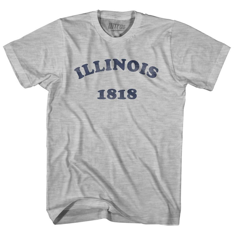 Illinois State 1818 Womens Cotton Junior Cut Vintage T-Shirt - Grey Heather