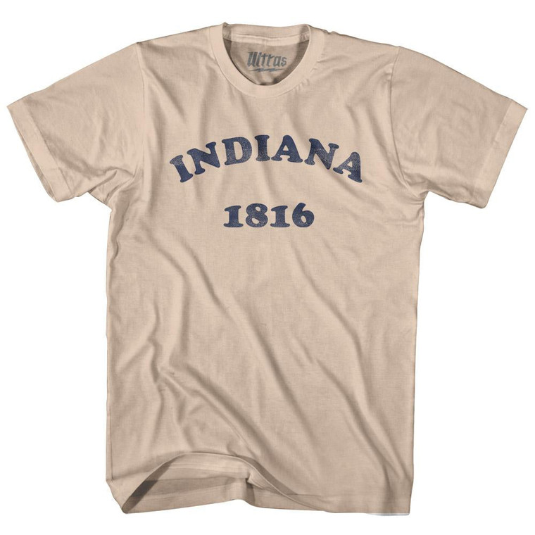 Indiana State 1816 Adult Cotton Vintage T-Shirt - Creme