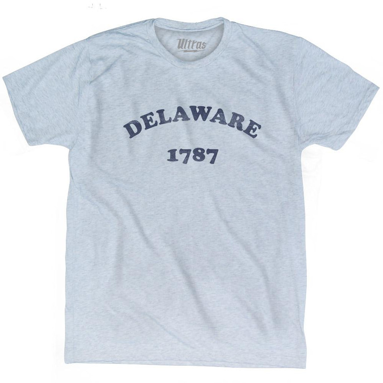 Delaware State 1787 Adult Tri-Blend Vintage T-Shirt - Athletic White