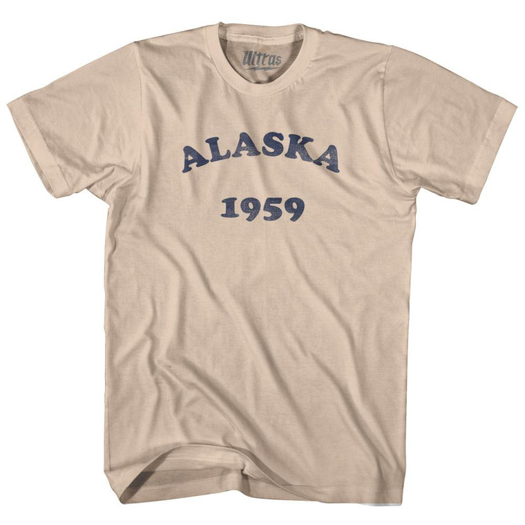 Alaska State 1959 Adult Cotton Text T-Shirt - Creme