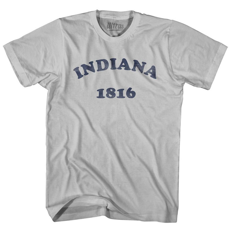 Indiana State 1816 Adult Cotton Vintage T-Shirt - Cool Grey