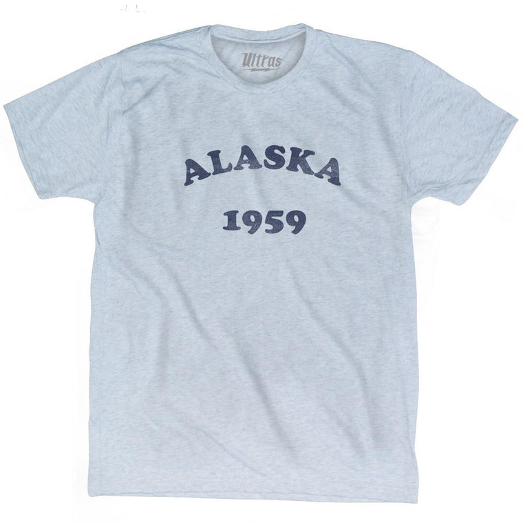 Alaska State 1959 Adult Tri-Blend Text T-Shirt - Athletic White
