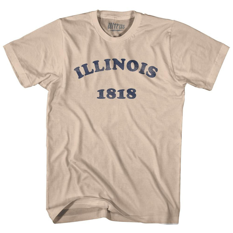 Illinois State 1818 Adult Cotton Vintage T-Shirt - Creme