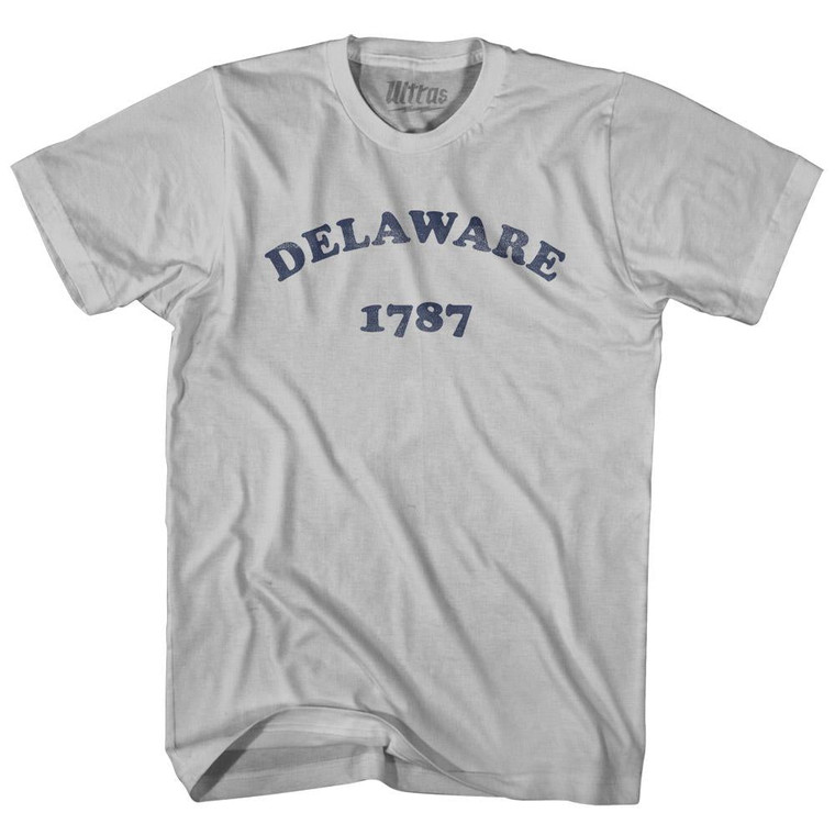 Delaware State 1787 Adult Cotton Vintage T-Shirt - Cool Grey