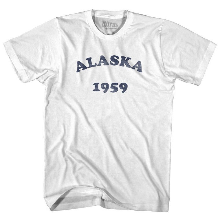Alaska State 1959 Womens Cotton Junior Cut Text T-shirt - White