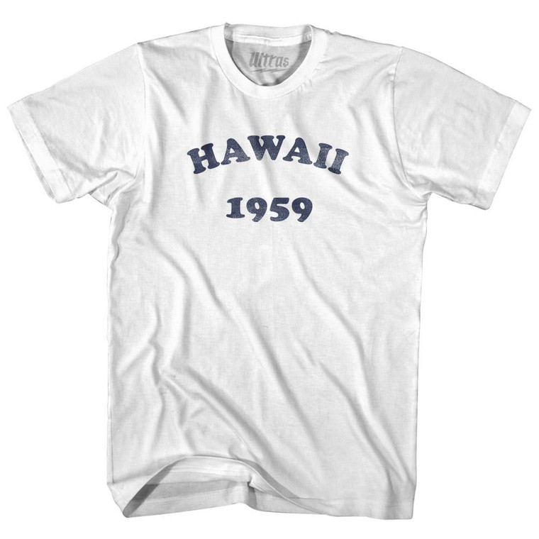 Hawaii State 1959 Womens Cotton Junior Cut Vintage T-shirt - White