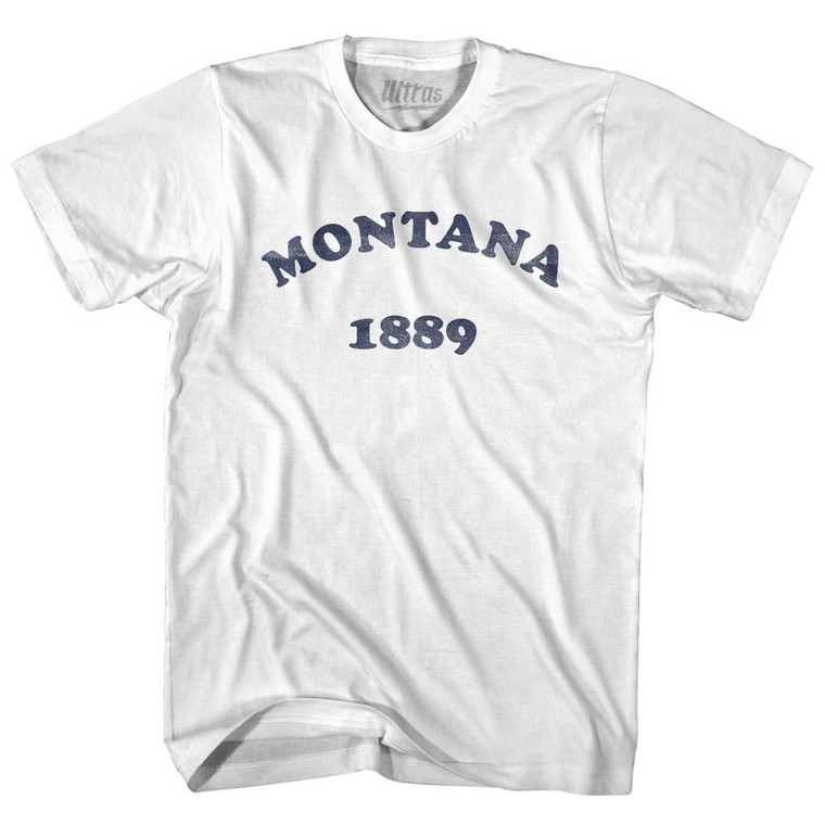 Montana State 1889 Womens Cotton Junior Cut Vintage T-shirt - White