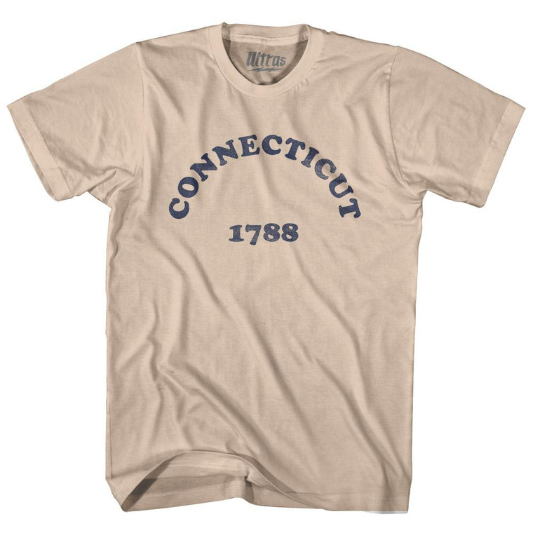 Connecticut State 1788 Adult Cotton Vintage T-Shirt - Creme