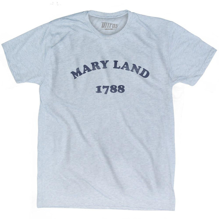 Maryland State 1788 Adult Tri-Blend Vintage T-Shirt - Athletic White
