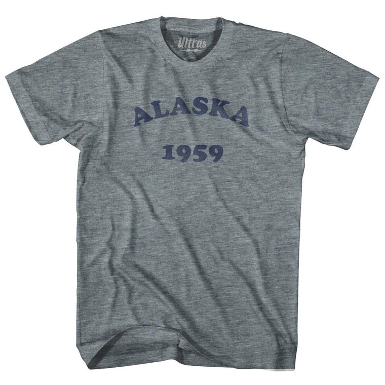 Alaska State 1959 Womens Tri-Blend Junior Cut Text T-shirt - Athletic Grey